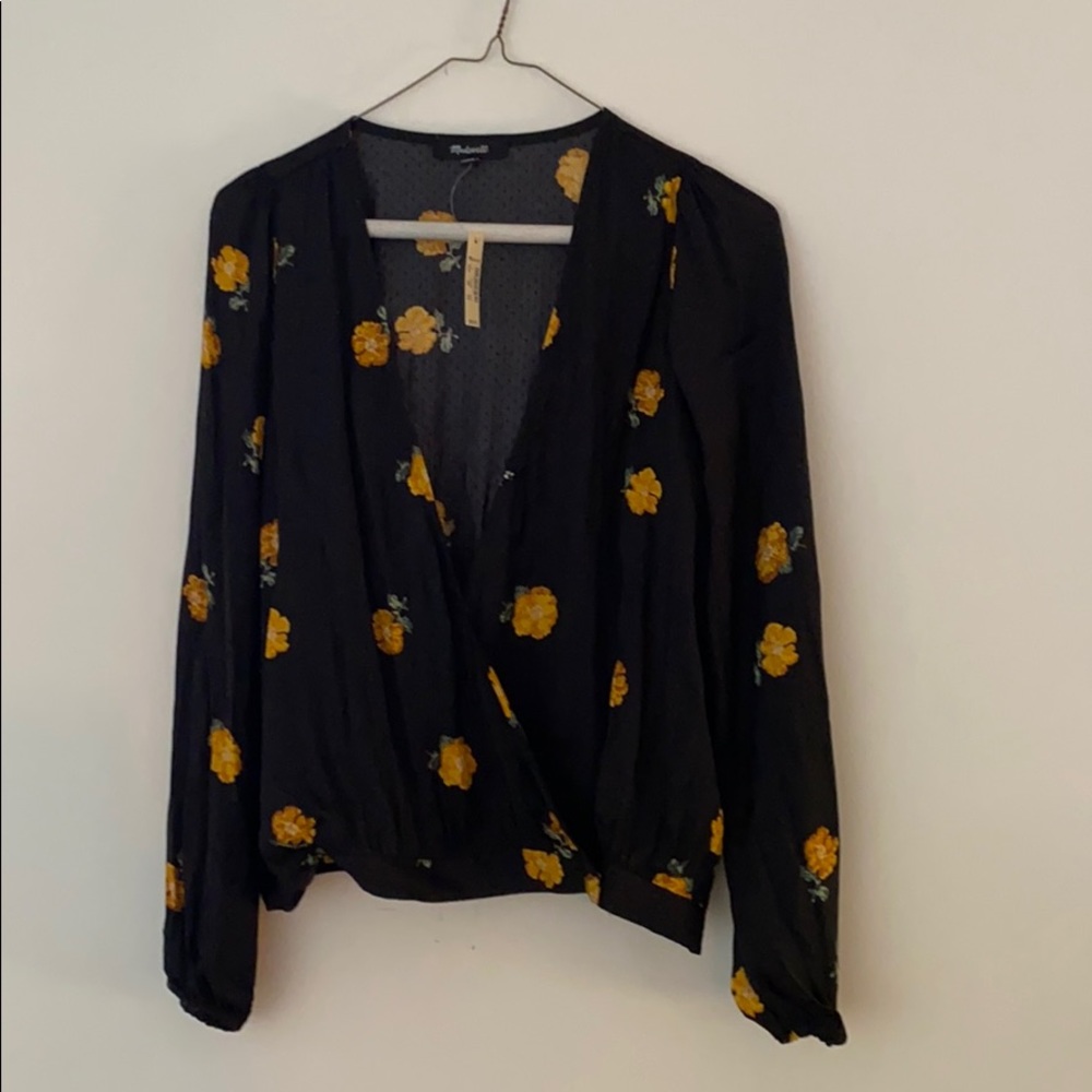 Madewell black shirt with flowers new with tag